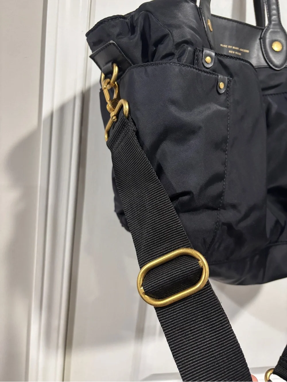 Mark Jacobs black nylon diaper bag